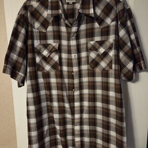Plaid Brown and White Men's Shirt
